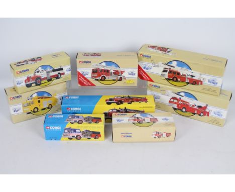 Corgi - 8 x boxed limited edition models in 1:50 scale including # 98486 Paxtonia Mack B Series Pumper, # 97361 Dunedin AEC T