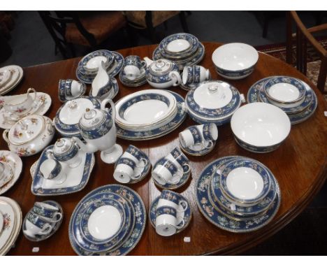 A WEDGWOOD DINNER, TEA AND COFFEE SERVICE of  'Blue Siam' design 