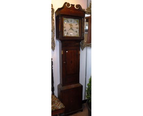 A 19TH CENTURY OAK AND MAHOGANY 30 HOUR LONGCASE CLOCK with painted dial (...Banbury)