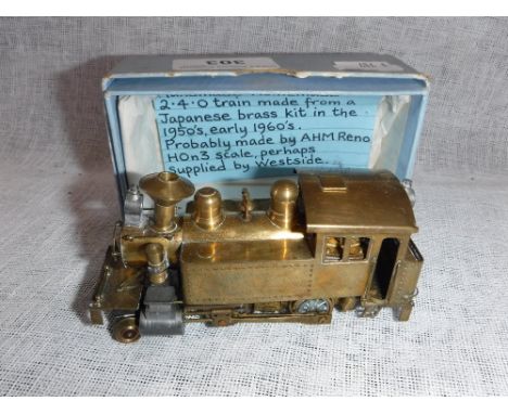 A 1950'S/60'S MODEL LOCOMOTIVE from a (possibly Japanese) brass kit, 3.5" long