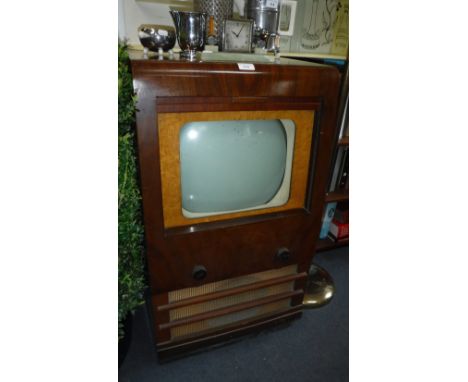 A VINTAGE 1950'S 'ARGOSY' WALNUT-CASED TELEVISION 