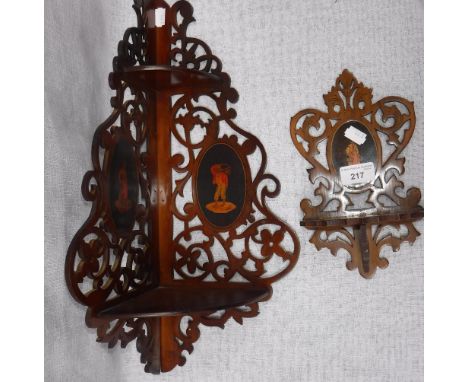 A SORRENTO WARE WALL BRACKET, with pierced sides and a similar wall shelf