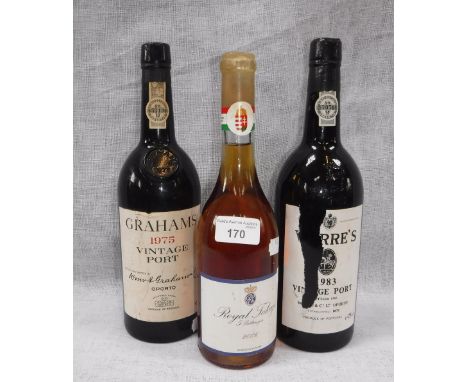 A BOTTLE OF GRAHAM'S 1975 VINTAGE PORT a similar bottle of Warre's 1983 and a bottle of 2006 Royal Tokaji