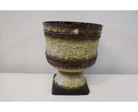 A vintage brown glazed ceramic planter h35cm 