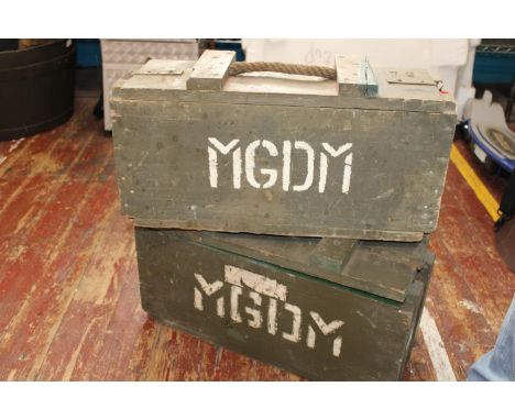 Two vintage wooden ammunition boxes Collection Only 