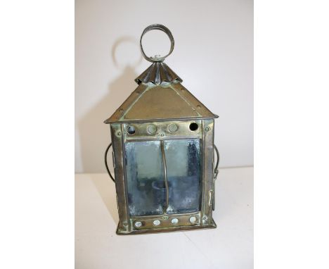 A small antique brass lantern h22cm 
