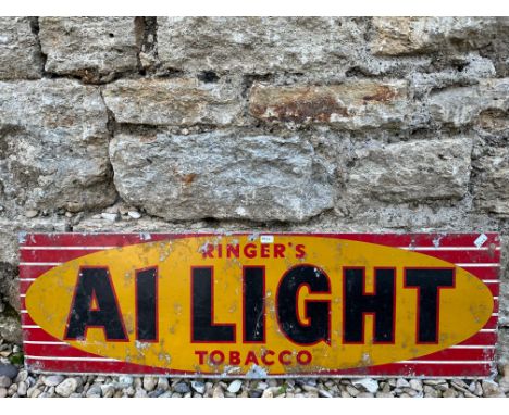 An aluminium sign advertising Ringer's A1 Light Tobacco, 26 x 8".