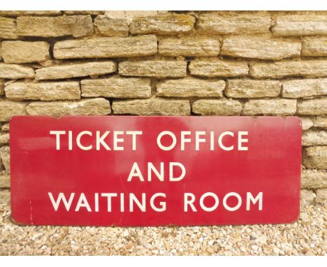 A British Railways Midland Region enamel sign: Ticket Office and Waiting Room, 48 x 18".