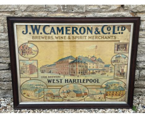 A rare large scale pictorial showcard advertising J.W. Cameron &amp; Co. Ltd. Lion Brewery, West Hartlepool with large centra