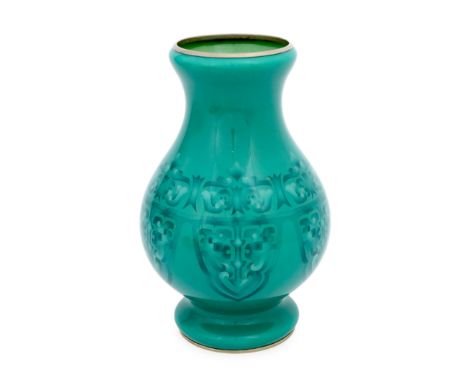 A Japanese silver wire cloisonné enamel baluster vase, by Ando, mid 20th century, decorated with archaistic birds, scrolls an