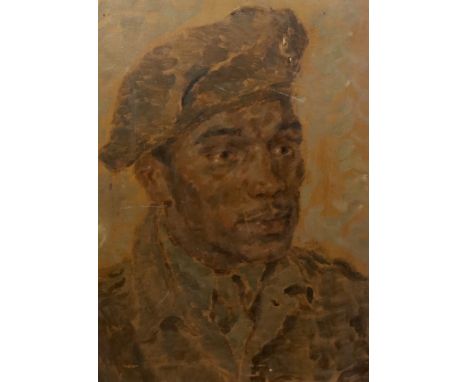 § § Oliver Messel (British, 1904-1978) Portrait of a black man in military uniformoil on boardProvenance: ex collection Thoma