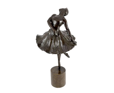 Serafin Nikolaevich Sud'binin ( Russian, 1867-1944). A bronze figure of the ballerina Tamara Karsavina on simulated marble so