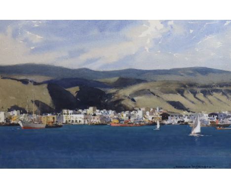 § § Norman Wilkinson CBE (British, 1878-1971) 'Las Palmas and the Canary Islands'watercoloursigned33 x 50.5cm***CONDITION REP