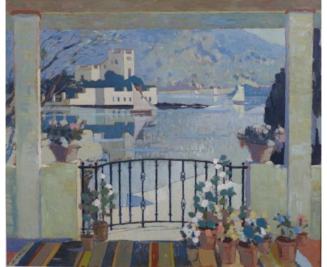 § § James Beattie Michie (1891-1960) Mediterranean viewed from a balconyoil on boardsigned51 x 60cm***CONDITION REPORT***Oil 