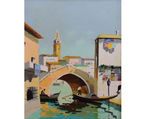 § § Cecil Rochfort D'Oyly-John (British, 1906-1993) 'Off the Grand Canal, near Place Masco, Venice, Italy'oil on canvassigned