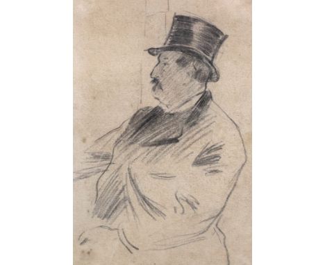 Circle of Henri de Toulouse-Lautrec (French, 1864-1901) Gentleman wearing a top hatblack chalk21.5 x 15 cm.***CONDITION REPOR