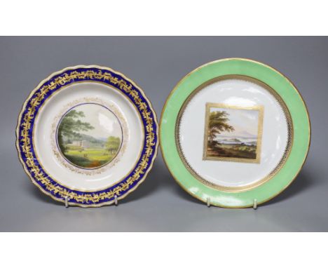 Two Derby dessert plates, late 18th century, attributed to Zachariah Boreman and ‘Jockey’ Hill, the Boreman plate painted to 