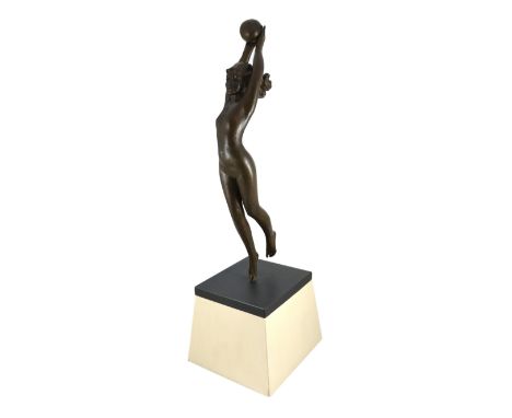 § § Sydney Harpley R.A. (British, 1927-1992), bronze, 'Girl with a beach ball', Signed beneath the beach ball ‘Harpley 2/9’, 