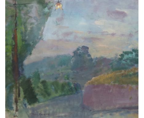 § § Fred Cuming R.A. (1930-2022) Landscape with lamp postoil on boardsigned, with a copy of the Exhibition catalogue; Kent Co