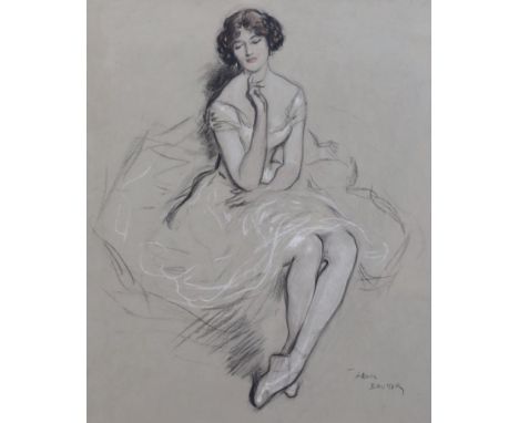 Lewis Baumer (British, 1870-1963) Portrait of the ballet dancer, Elizabeth Caterina Geltzer, London 1910conté crayon and chal