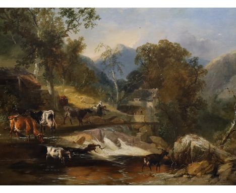 James Baker Pyne (1800-1870) and Thomas Sidney Cooper CVO RA (1803-1902) 'Tullina Mill at Penmacho, North Wales'oil on canvas