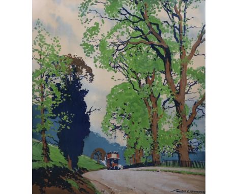 Walter Ernest Spradbery (British, 1889-1969) 'Boxhill by Motor Bus'original gouache for London Transport postersigned49 x 45c