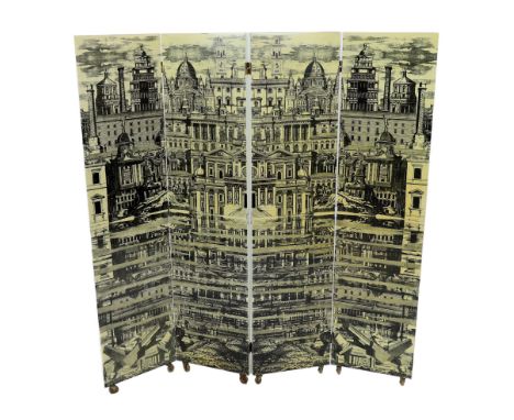 Piero Fornasetti (Italian, 1913-1988) - ‘’Citta Che Si Rispecchia’’ [City that reflects itself] four panel screen lithographi