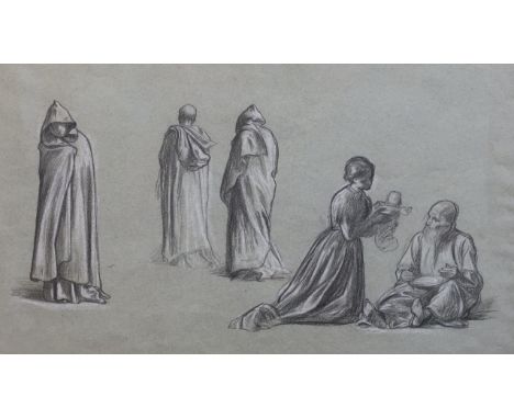 Lord Frederic Leighton, P.R.A. (British, 1830-1896) Studies for Romolapencil and white chalk on light grey papersold together