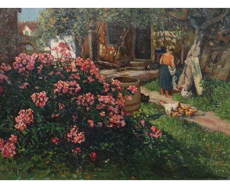 Eduard Ameseder (Austrian, 1856-1938) 'Steirischer Bauernhof c.1913'oil on canvassigned44 x 58cm***CONDITION REPORT***Oil on 