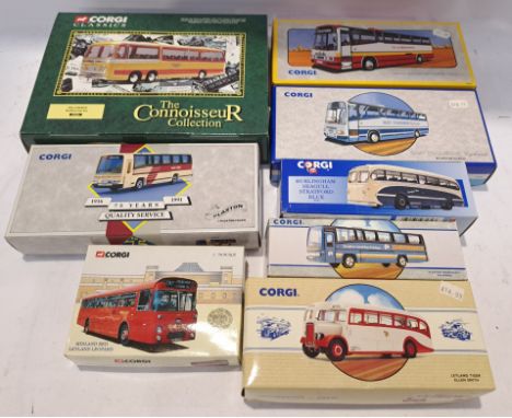 Corgi, a boxed Group of 1:76 Scale Buses. Includes 97212 Leyland Tiger "Ellen Smith" with others. Although unchecked for comp