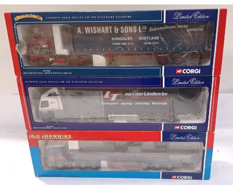 Corgi a boxed group of 1:50 Scale Trucks. Includes CC12407 Volvo Curtainside "Van Der Linden" with others. Although unchecked