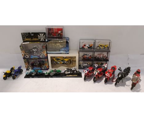 Solido, Maisto &amp; Similar, a boxed and unboxed Group of Motor Cycles. Includes Muscle Machines Series with others. Althoug