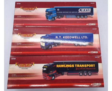 Corgi "Hauliers Of Renown" a boxed group, to include CC13813 - Mercedes-Benz Actros Box Trailer "Rawlings Transport" as well 