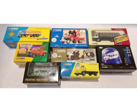 Corgi, a boxed Group of Commercial Vehicles. Includes 12501 "Blue Circle Cement" Foden 4 Wheel Rigid Truck Set with others. A