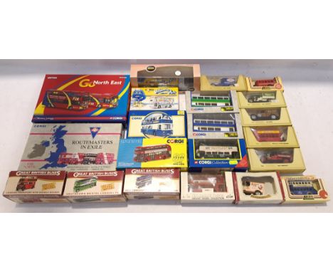 Corgi, Matchbox &amp; Similar, a boxed Group of Commercial Vehicles. Includes Great British Buses Series with others. Althoug