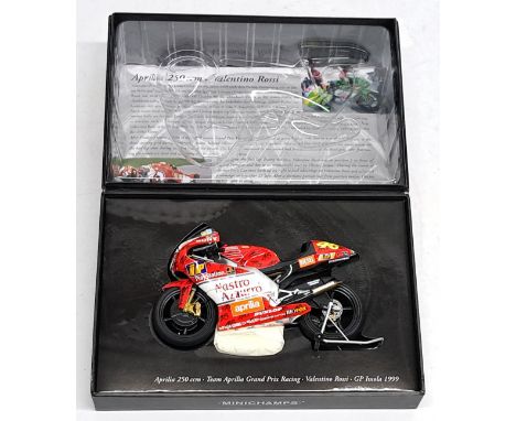 Minichamps Valentino Rossi Collection, 1:12 Scale, Aprilia 250ccm Team Aprilia Grand Prix Racing 1999, boxed.&nbsp; Although 