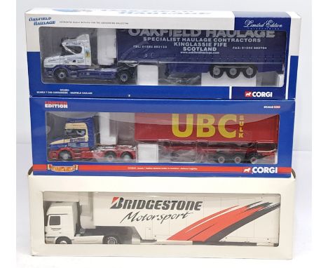 Corgi &amp; similar, 1:50 Scale, a boxed Commercial group. &nbsp;Includes CC12811 Scania T Cab Curtainside &ldquo;Oakfield Ha