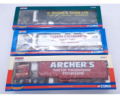 Corgi "Hauliers Of Renown" a boxed group, to include CC12927 - Scania Topline Step Frame Curtainside "Archer's Transport" as 