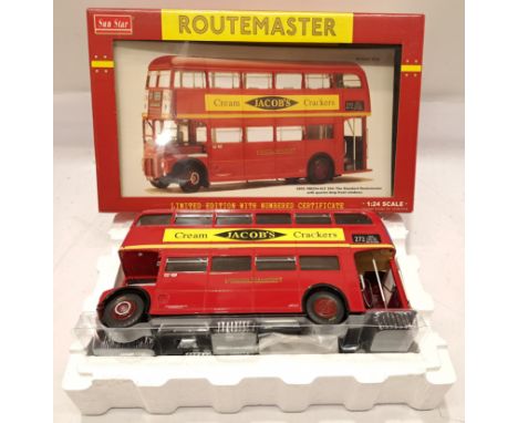 Sunstar, a boxed 1:24 Scale Routemaster Series 2902: RM254-VLT 245: The Standard Routemaster with quarter-drop front windows.