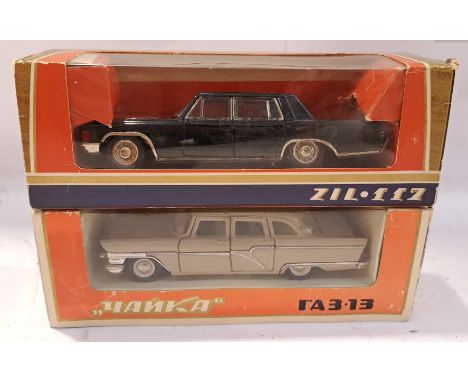 A pair of Russian Made Boxed 1:43 Scale Zil Limousines. Although unchecked for completeness condition appears Good to Good Pl