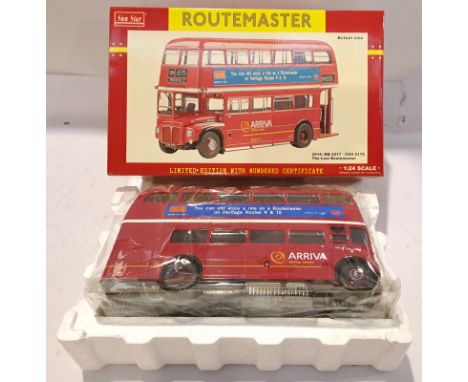 Sun Star, a boxed 1:24 Scale Routemaster 2914 RM 2217 - CUV 217C The Last Routemaster "Arriva". Although unchecked for comple