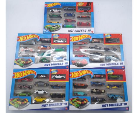 Mattel Hot Wheels a boxed "Hot Wheels 10" group. Conditions appear Excellent within generally Good boxes. See photo.