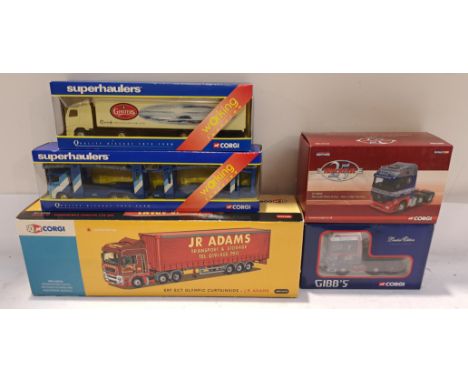 Corgi, a boxed Group of Haulage Vehicles. Includes AN13418 ERF ECT Olympic Curtainside 'J.R. Adams with others. Although unch