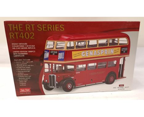 Sun Star, a boxed 1:24 Scale RT Series 2923 1947 RT402 - HLX219 London Transport "Genesprin". Although unchecked for complete