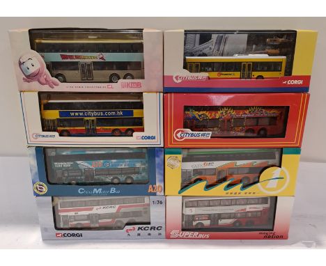 Corgi, a boxed Group of 1:76 Scale Chinese Buses. Includes 44701 Dennis Dart with others. Although unchecked for completeness