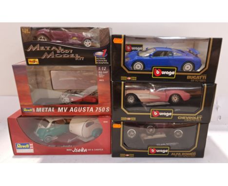 Bburago, Revell &amp; Maisto, a boxed Group of Commercial Vehicles. Includes 3035 Bugatti EB110 (1991) with others. Although 