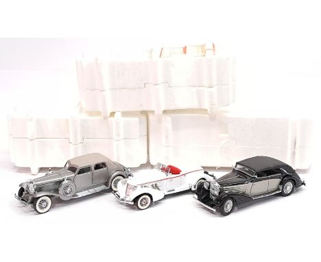 Franklin Mint, 1:18 Scale, an unboxed Vintage Car group. &nbsp;Includes 1933 Duesenberg SJ Twenty Grand &amp; 1939 Maybach Ze