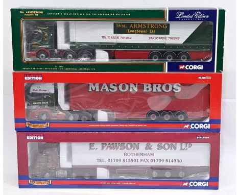 Corgi, 1:50 Scale, a boxed Commercial group. &nbsp;Includes CC13701 Scania R Series Topline Curtainside &ldquo;Mason Bros. Tr