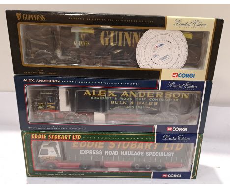 Corgi a boxed group of 1:50 Scale Trucks. Includes 76403 Scania Curtainside "Guinness" with others. Although unchecked for co