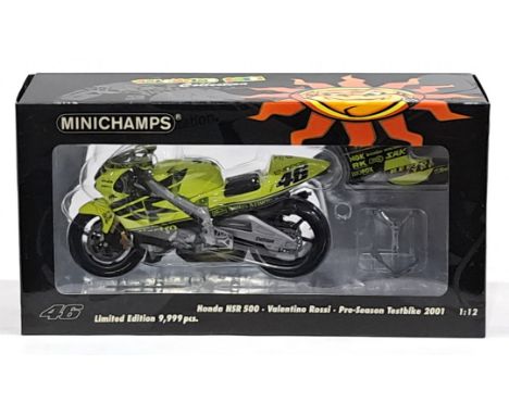 Minichamps Valentino Rossi Collection, 1:12 Scale, Honda NSR 500 &ndash; Pre-Season Testbike 2001, boxed.&nbsp;&nbsp;Although
